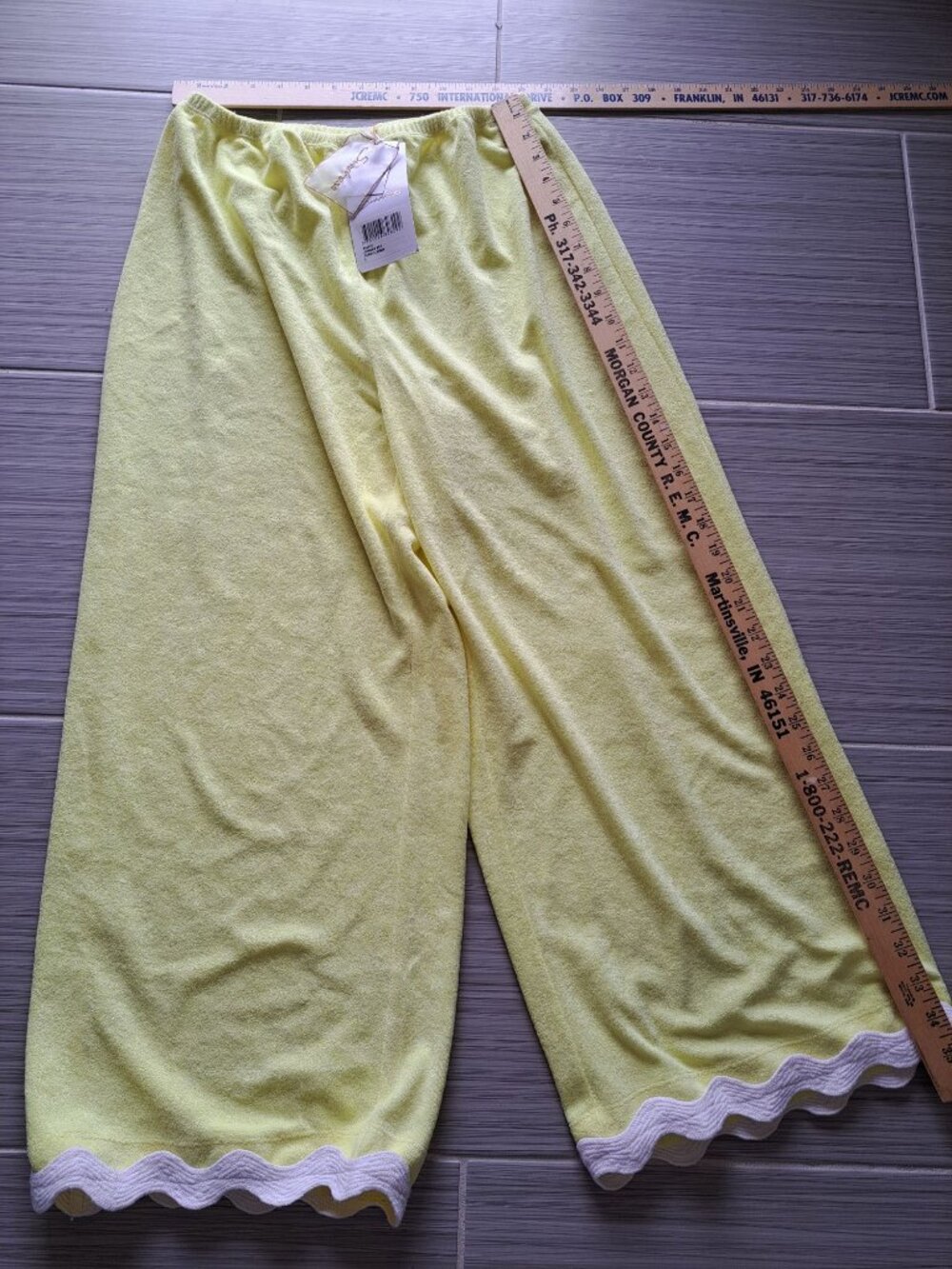 New Jordan Set Terry Lemon Crop Top & Pants Elastic Waist Rickrack Details Large - Picture 6 of 9